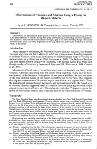 Observations of Swallows and Martins Using a Flyway in Western Victoria