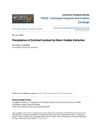 Precipitation of Enriched Lutetium by Direct Oxalate Extraction