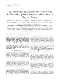 The Contribution of Archaeometric Analyses to the Multi-Disciplinary Research in Hierapolis of Phrygia, Turkey