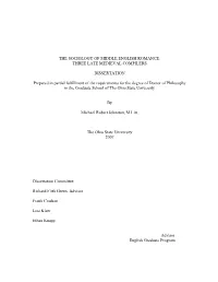 The Sociology of Middle English Romance: Three Late Medieval Compilers