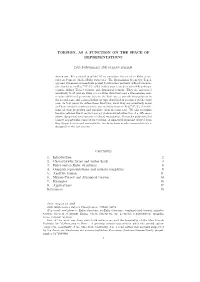 Torsion, As a Function on the Space of Representations