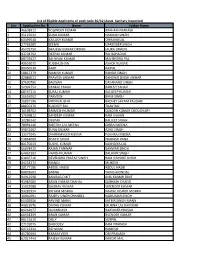 List of Eligible Applicants of Podt Code 30/12 (Asstt. Sanitary Inspector) Sno Application No