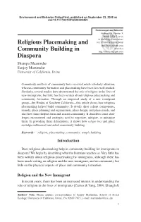 Religious Placemaking and Community Building in Diaspora