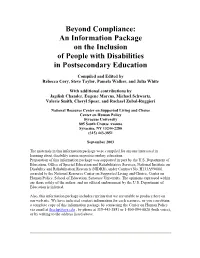 Beyond Compliance: an Information Package on the Inclusion of People with Disabilities in Postsecondary Education