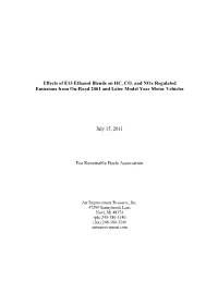 Effects of E15 Ethanol Blends on Emissions From