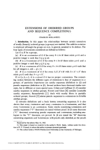 EXTENSIONS of ORDERED GROUPS and SEQUENCE COMPLETION(I) by CHARLES HOLLAND^)
