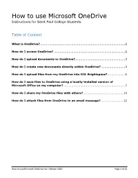 How to Use Microsoft Onedrive Instructions for Saint Paul College Students