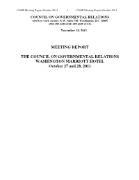 Meeting Report October 2011 1 COGR Meeting Report October 2011
