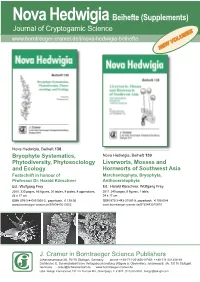 Nova Hedwigia Beihefte (Supplements) Journal of Cryptogamic Science NEW VOLUMES
