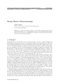 String Theory Phenomenology