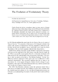 The Evolution of Evolutionary Theory