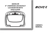 Advdlx9 9" Overhead Led Backlit Lcd Monitor with Dvd Player