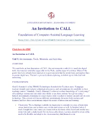 An Invitation to CALL
