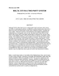 Malta: Stv in a Two-Party System