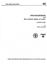 Micronutrients and the Nutrient Status of Soils: a Global Study