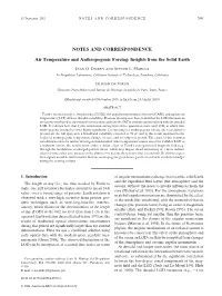 Air Temperature and Anthropogenic Forcing: Insights from the Solid Earth