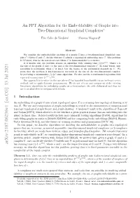 An FPT Algorithm for the Embeddability of Graphs Into Two-Dimensional Simplicial Complexes∗