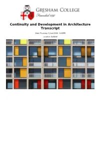 Continuity and Development in Architecture Transcript