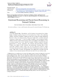 Emotional Reasoning and Parent-Based Reasoning in Normal Children