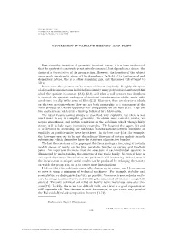 GEOMETRIC INVARIANT THEORY and FLIPS Ever Since the Invention