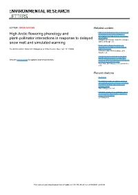 High Arctic Flowering Phenology and Plant–Pollinator Interactions In