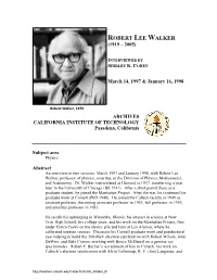 Interview with Robert Lee Walker
