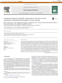 Lactational Exposure to Sulpiride: Assessment of Maternal Care and Reproductive and Behavioral Parameters of Male Rat Pups