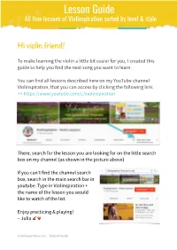 Lesson Guide All Free Lessons of Violinspiration Sorted by Level & Style