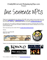 One Sentence Npcs