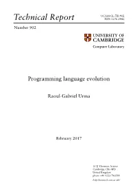 Programming Language Evolution