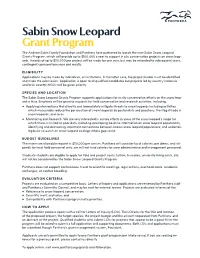 Sabin Snow Leopard Grant Program