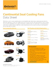 Seat Cooling Fans Data Sheet