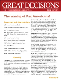 The Waning of Pax Americana? “Axis of Evil”: a Phrase Used by Former U.S