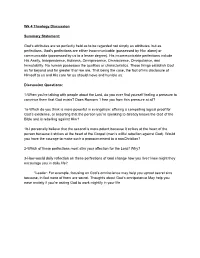 Wk 4 Theology Discussion Summary Statement: God's Attributes Are So Perfectly Held As to Be Regarded Not Simply As Attributes