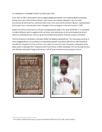 An Introduction to Baseball in Austin and Marcusen Park