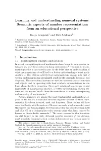 Learning and Understanding Numeral Systems: Semantic Aspects of Number Representations from an Educational Perspective