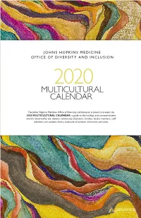 See the 2020 Multicultural Calendar