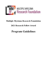 2021 Research Fellow Award Program Guidelines