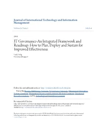 IT Governance-An Integrated Framework and Roadmap: How to Plan, Deploy and Sustain for Improved Effectiveness Gad J