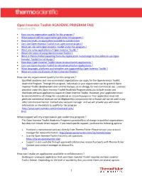 Open Inventor Toolkit ACADEMIC PROGRAM FAQ Updated June 2018