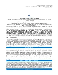 Serial Number: 1 the TATA POWER COMPANY LIMITED