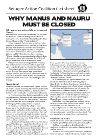 Why Manus and Nauru Must Be Closed