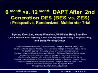 6 Month Vs. 12Month DAPT After 2Nd Generation DES (BES Vs. ZES)