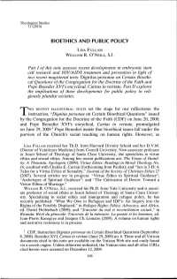 Bioethics and Public Policy