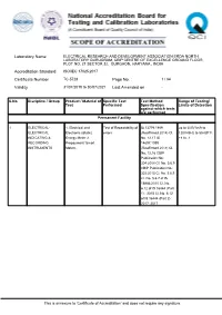Laboratory Name Accreditation Standard Certificate Number Page