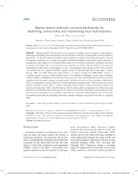 Marine Reserve Networks Conserve Biodiversity by Stabilizing Communities and Maintaining Food Web Structure