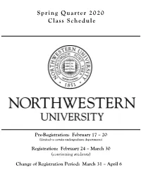 Spring Quarter 2020 Class Schedule
