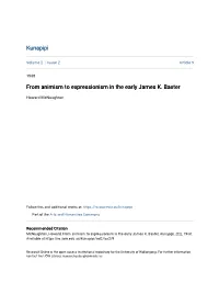 From Animism to Expressionism in the Early James K. Baxter