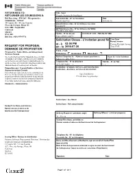 Le 2016-07-20 REQUEST for PROPOSAL DEMANDE DE PROPOSITION