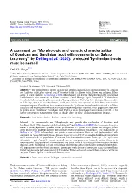 A Comment on “Morphologic and Genetic Characterization of Corsican and Sardinian Trout with Comments on Salmo Taxonomy” by Delling Et Al